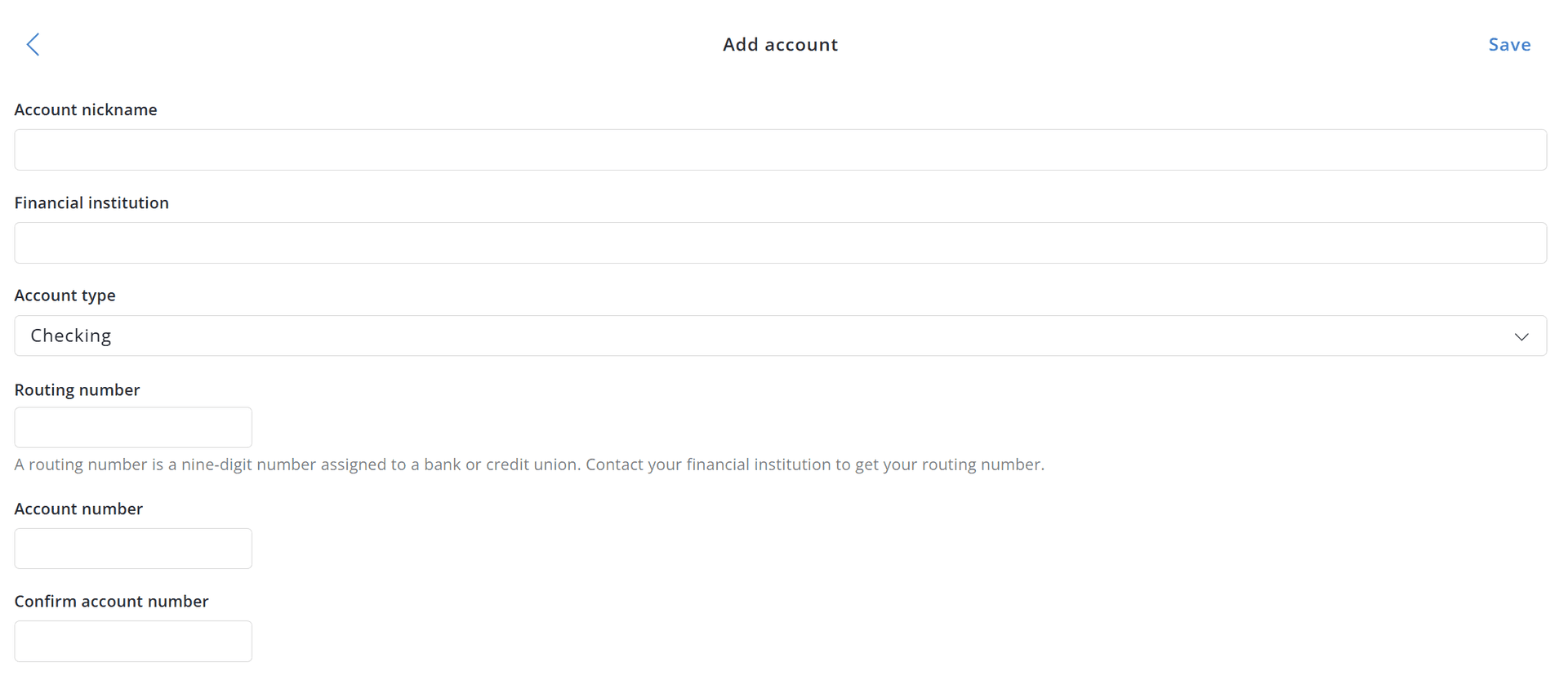 Direct deposit form fields showing placeholder values for paycheck delivery