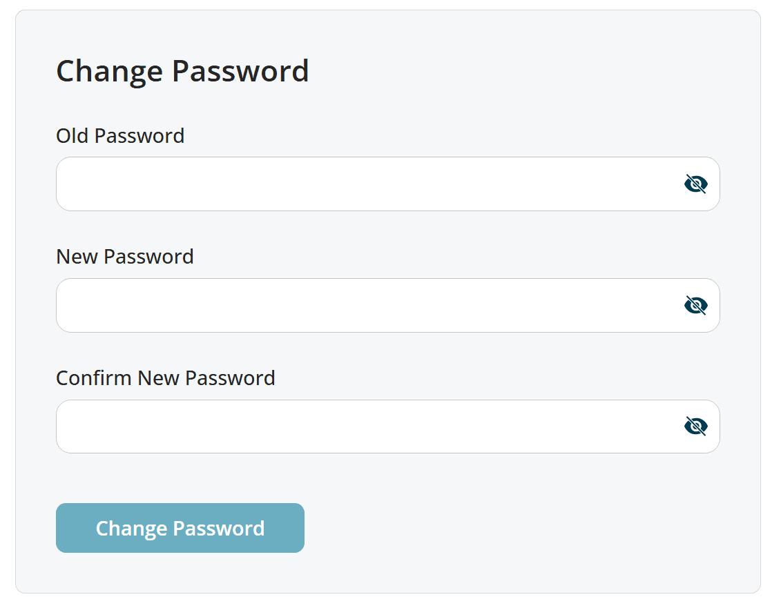 Change password screen